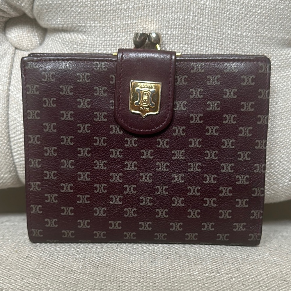 Celine Vintage Monogrammed Wallet with Gold Accent